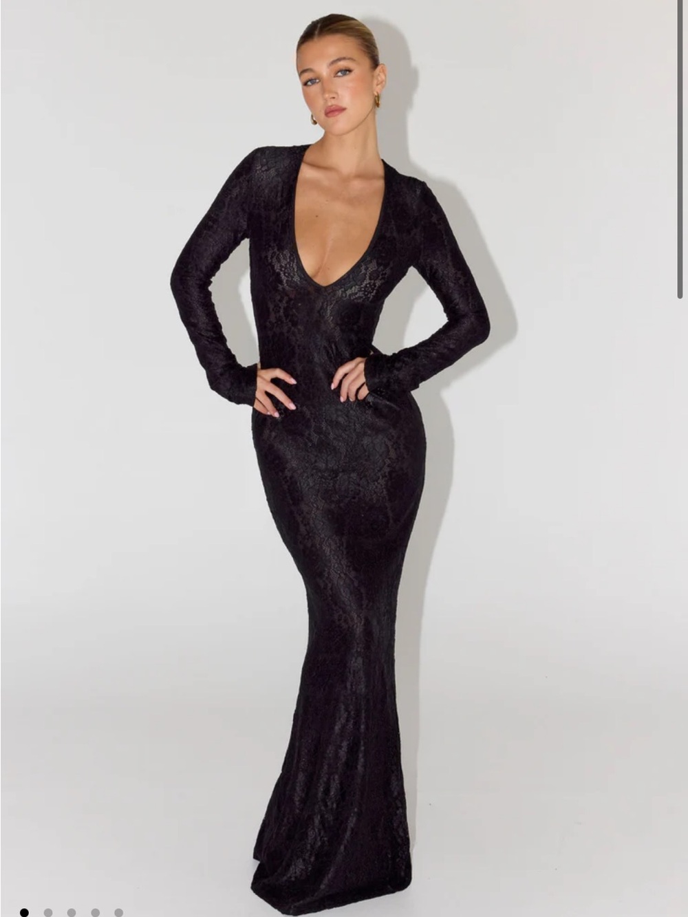 NWT Peppermayo Astoria Long Sleeve Lace Maxi Dress Black